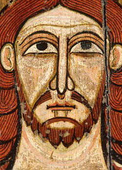 A Romanesque-Spanish painting of Christ from the 12th century,